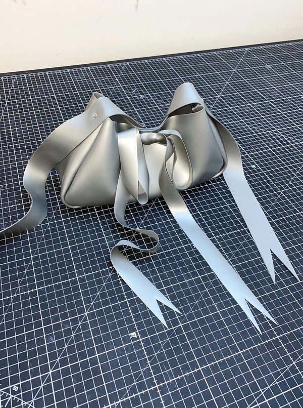 Latex Bow Bag Silver-Soft Skin Latex-APOC STORE