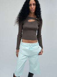 Sling Denim Shorts Celadon Green-René Scheibenbauer-APOC STORE