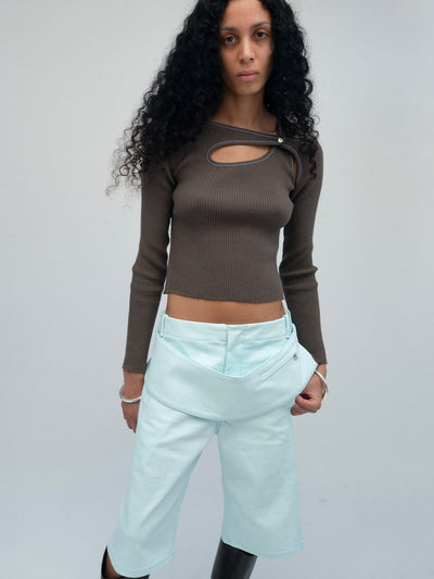 Sling Denim Shorts Celadon Green-René Scheibenbauer-APOC STORE