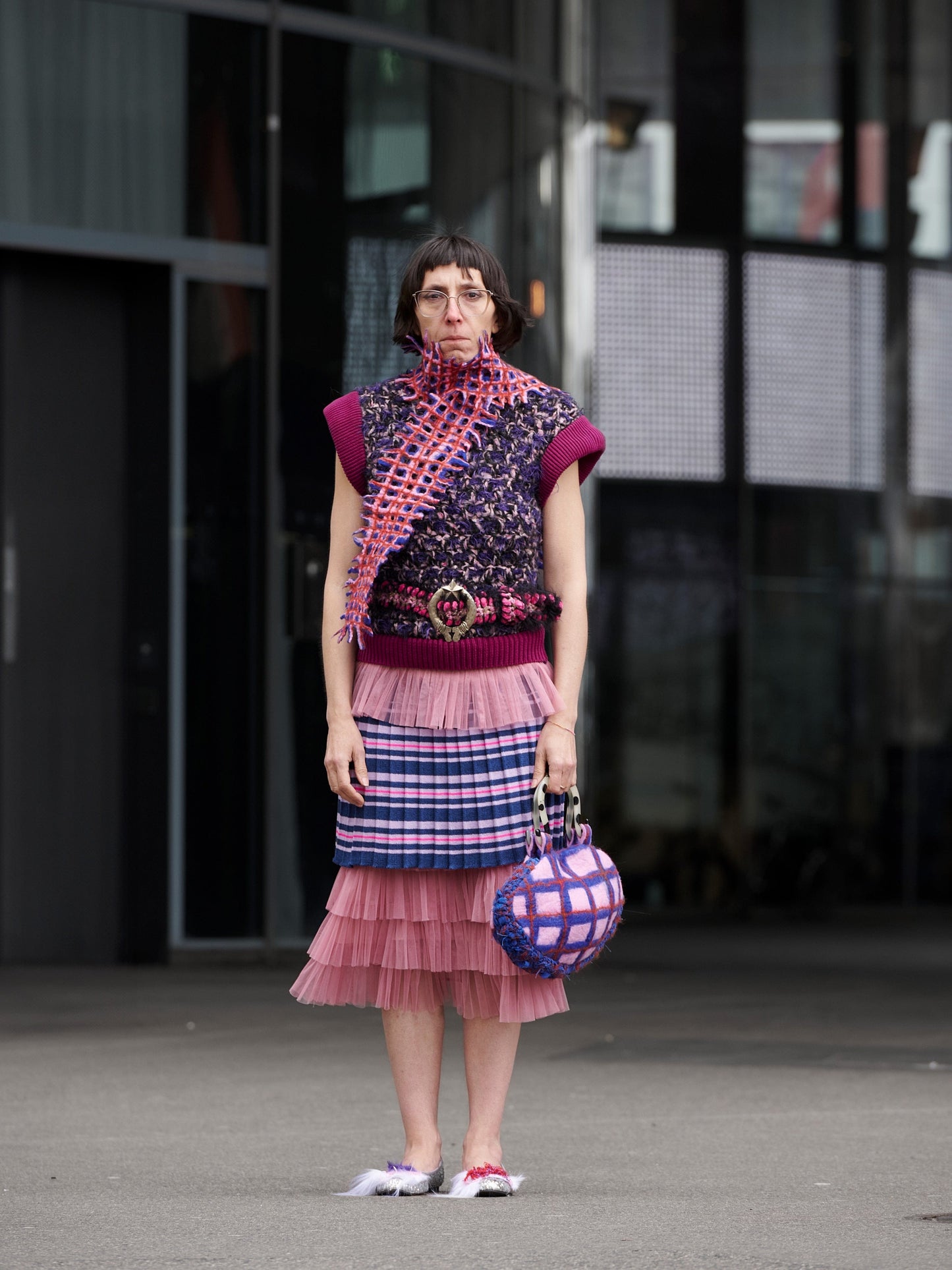 Felted shopper bag blue/rose-TATi-APOC STORE