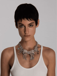 Vintage Silver Layered Chain Bow Choker-TRINITE Studio-APOC STORE