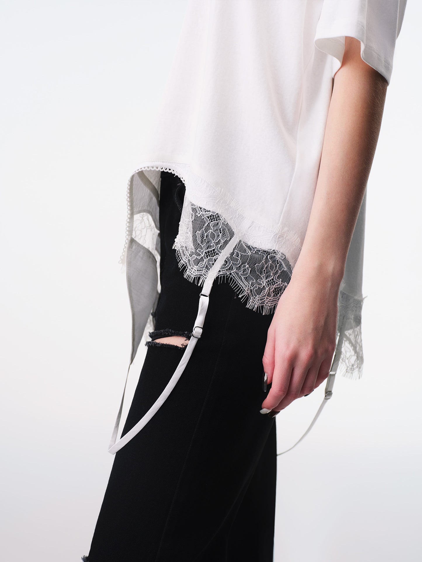 White Deconstructed Slip Top-TRINITE Studio-APOC STORE