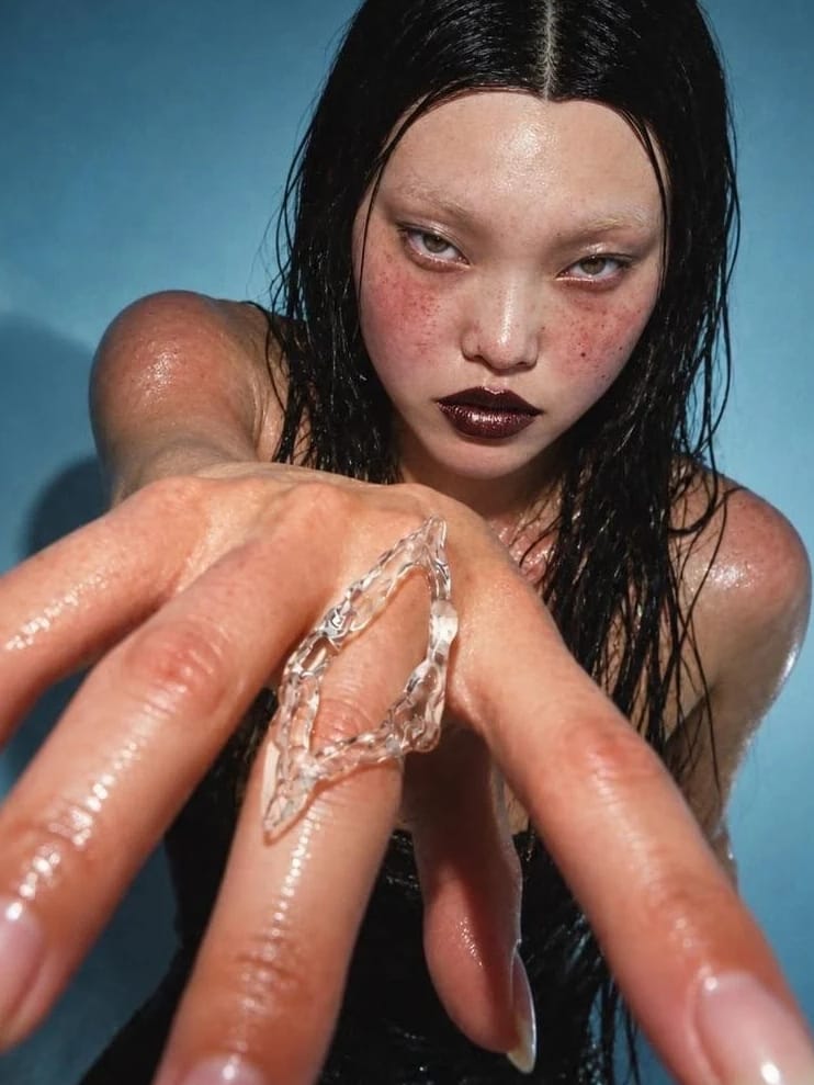 Rombo Sculptural Glass Ring 0111-Rain and Rivers-APOC STORE