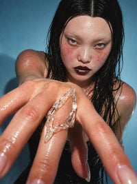 Rombo Sculptural Glass Ring 0111-Rain and Rivers-APOC STORE