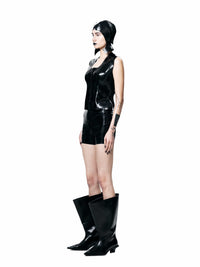 Black Fitted Zip-up Vest Top-Harri-APOC STORE