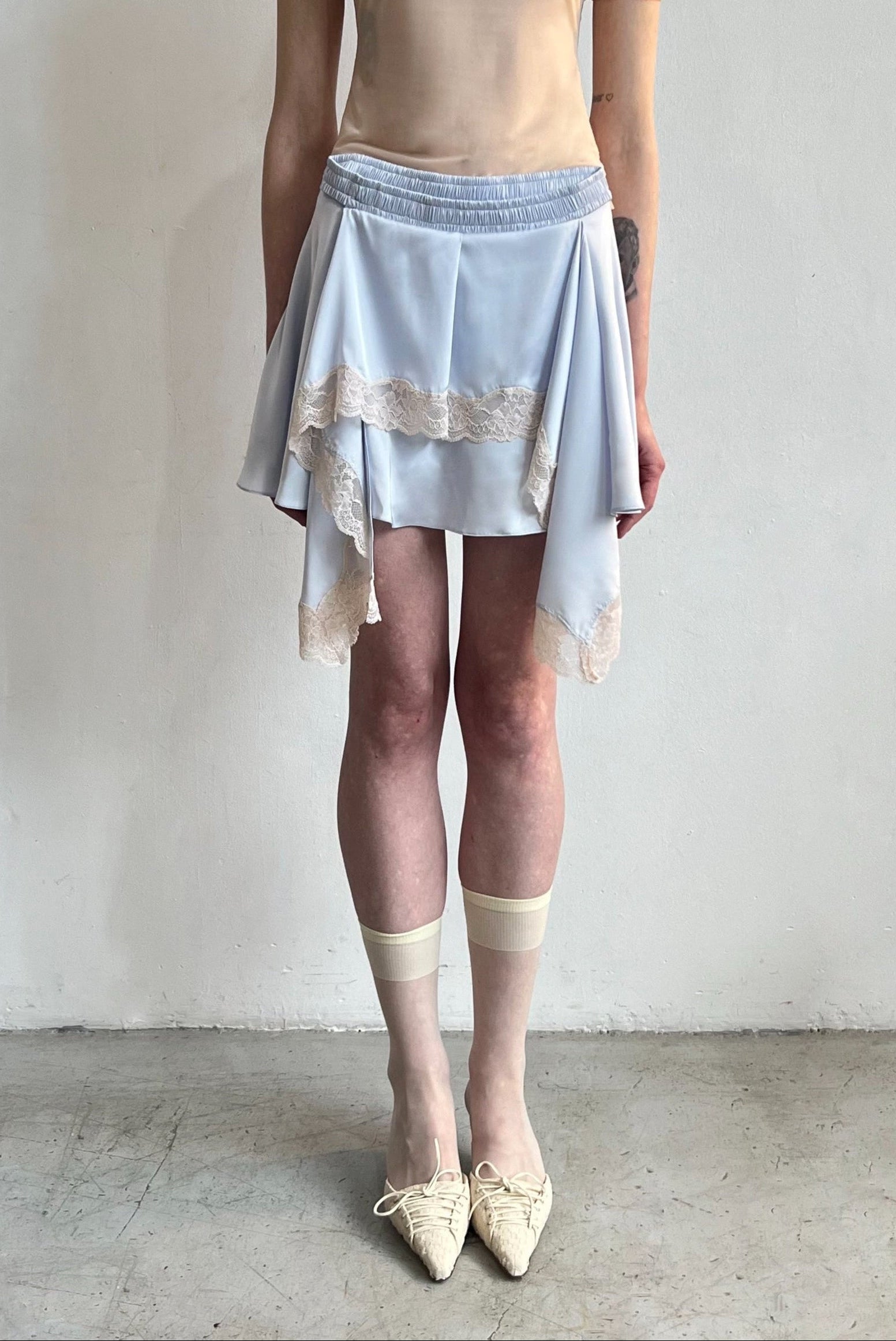 Lace-Trimmed Satin Skirt-Nastyamasha-APOC STORE