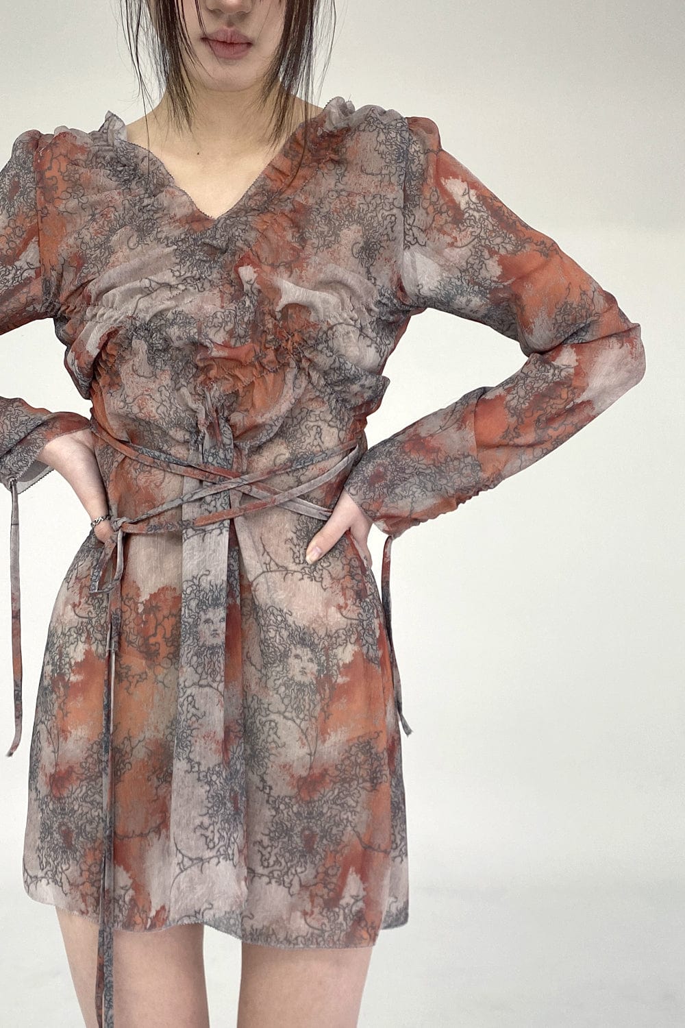sheer smocking dress-Lalameemee-APOC STORE