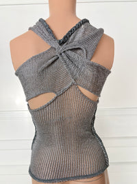 Silver Knit Mesh Top - XS/S-Sania Parvez-APOC STORE