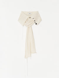 Button Work Cashmere Scarf 001 - Ivory-Taekh-APOC STORE