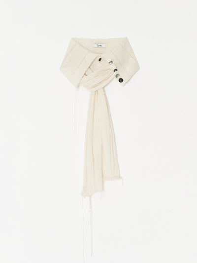 Button Work Cashmere Scarf 001 - Ivory-Taekh-APOC STORE
