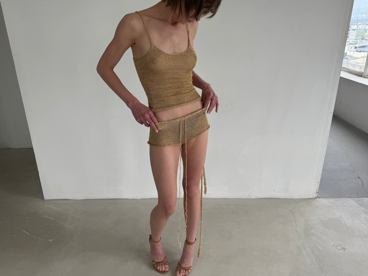 Shorts Pearl in Gold-V4K-APOC STORE