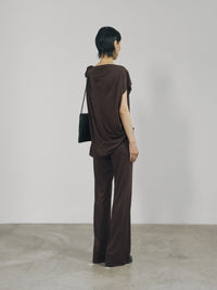 Dark Red Tencel Jersey Raw Edge Asymmetric Cutting Top-arc us arkus-APOC STORE