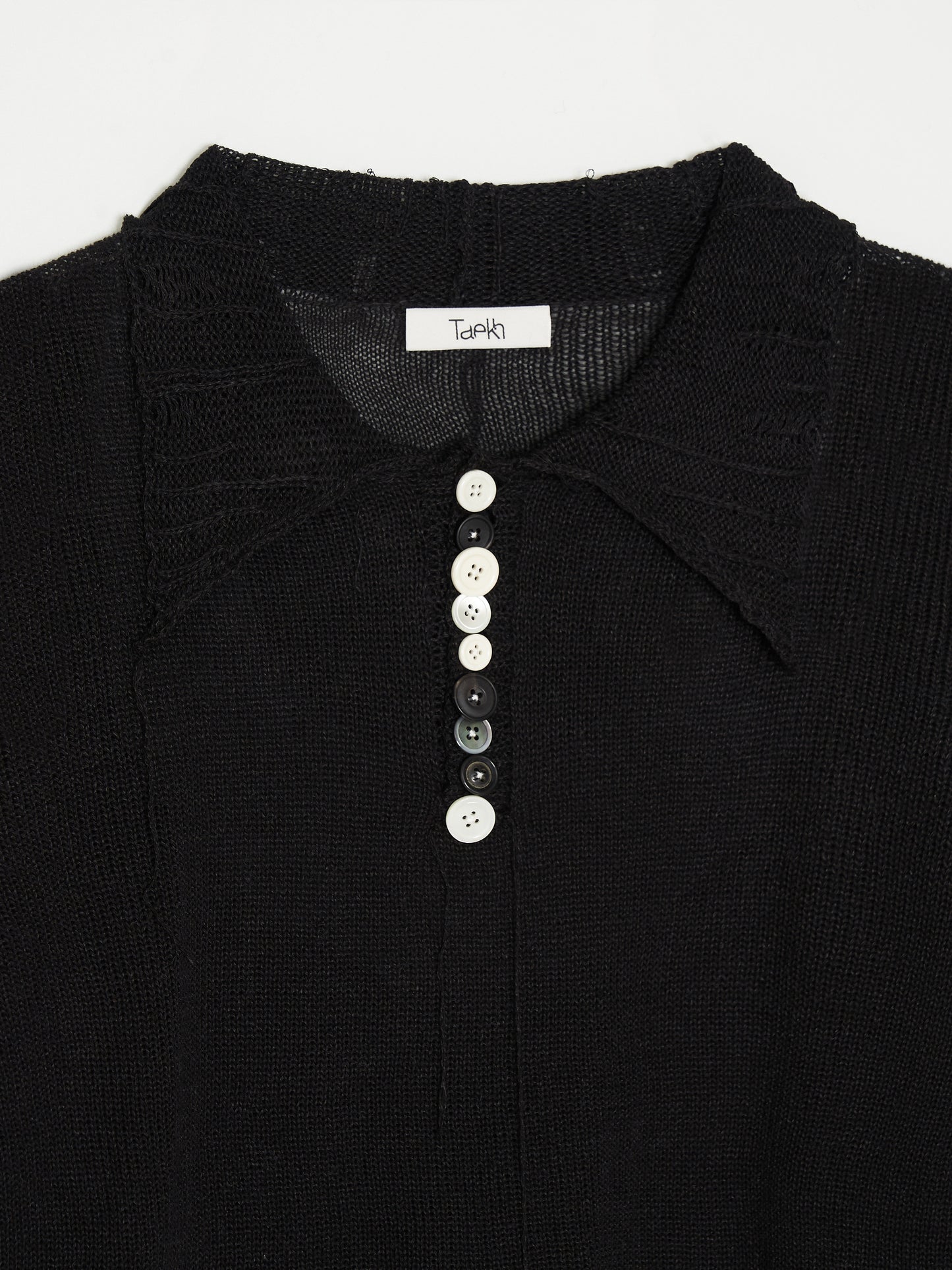 Hand Distressed collar knit001 - Black-Taekh-APOC STORE