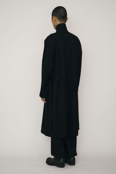 Black Wool Robe Coat-arc us arkus-APOC STORE