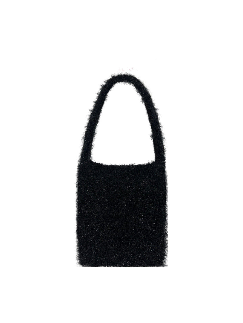 Fluffly knitted tote bag - Black-Raquel de Carvalho-APOC STORE