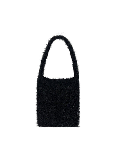 Fluffly knitted tote bag - Black-Raquel de Carvalho-APOC STORE