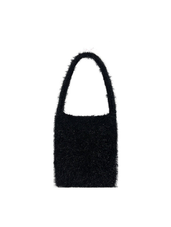 Fluffly knitted tote bag - Black-Raquel de Carvalho-APOC STORE