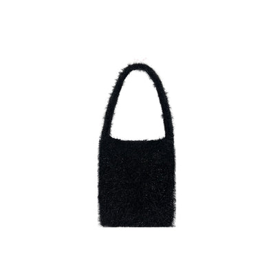 Fluffly knitted tote bag - Red-Raquel de Carvalho-APOC STORE