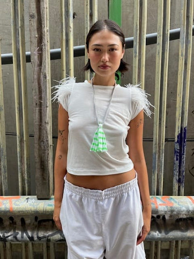 Ostrich Feather Baby Tee-Melissa Tida-APOC STORE