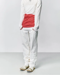 Glitched Hem Straight Cotton Pants 001 _ White-Taekh-APOC STORE