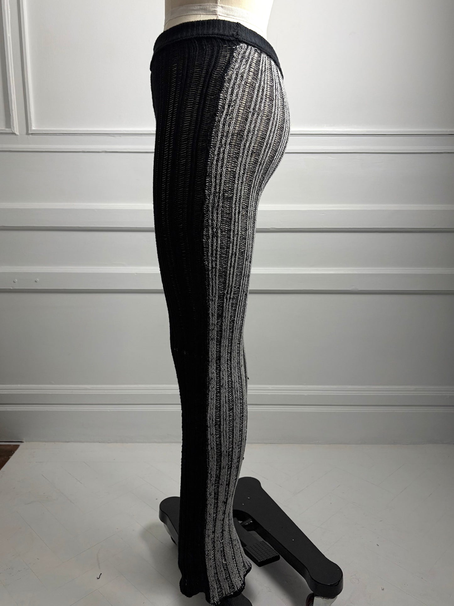 Two tone ribbed knit trousers-SANIA PARVEZ-APOC STORE