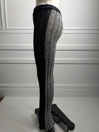 Two tone ribbed knit trousers-SANIA PARVEZ-APOC STORE