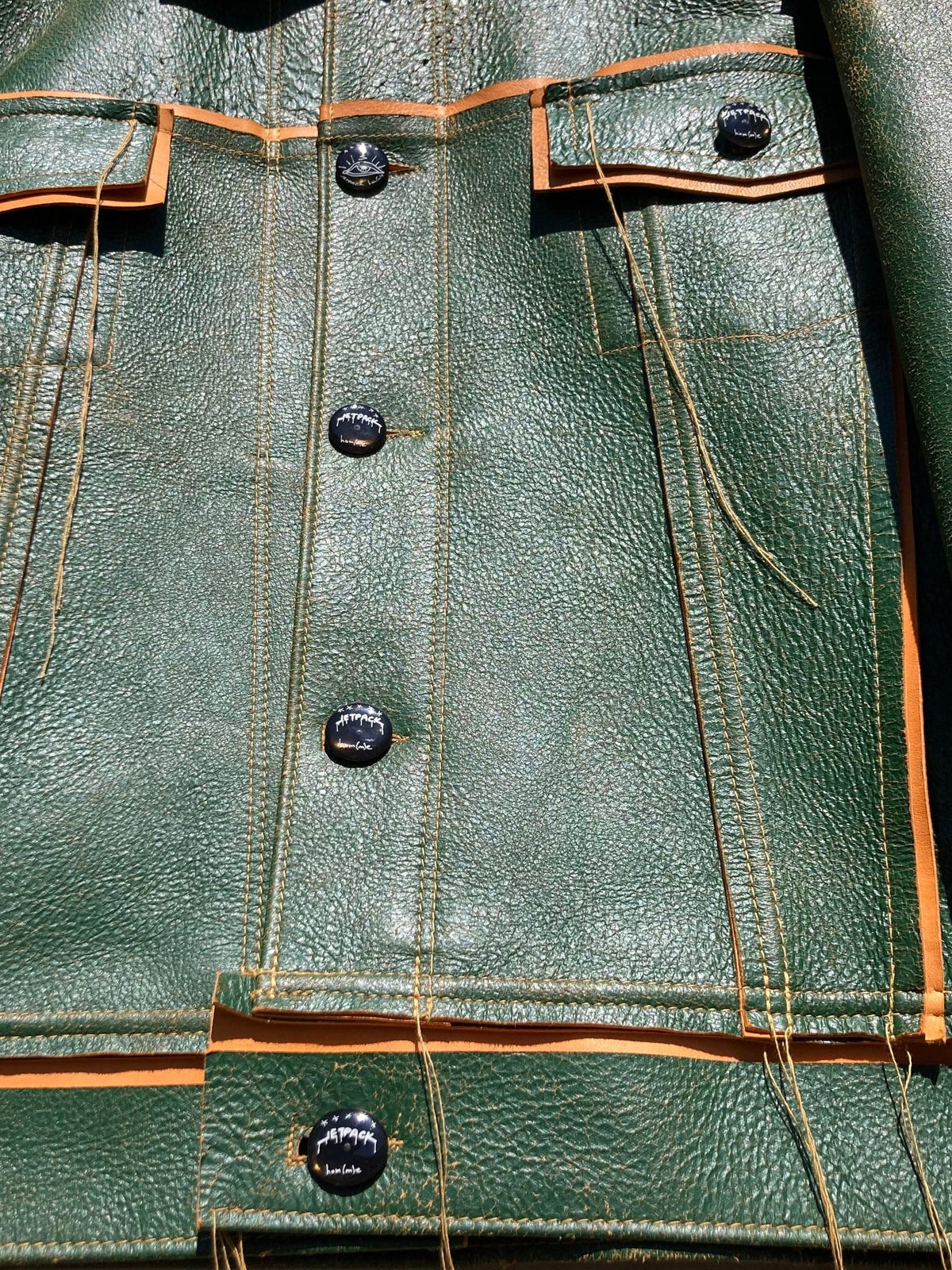 Green/Tan Leather Jacket:-Jetpack Hom(m)e-APOC STORE