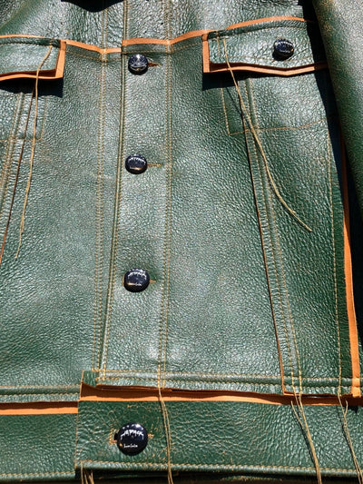 Green/Tan Leather Jacket:-Jetpack Hom(m)e-APOC STORE