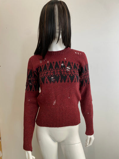 Distressed Fairisle jumper-Lilies of the Valley-APOC STORE