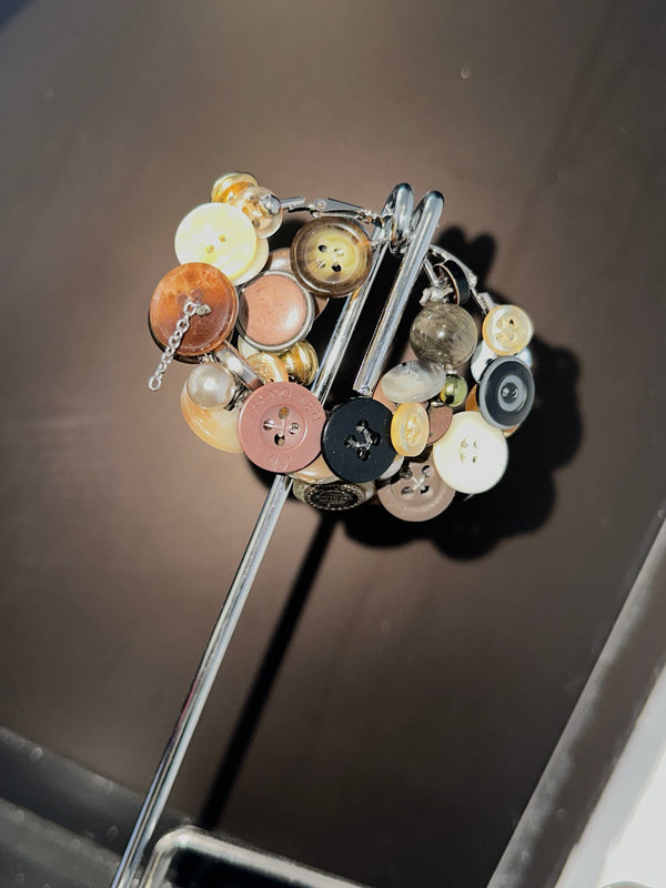 Brown button earrings-Alisa Cayoo-APOC STORE