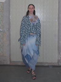 Check Blouse - Green-Polyhedron-APOC STORE