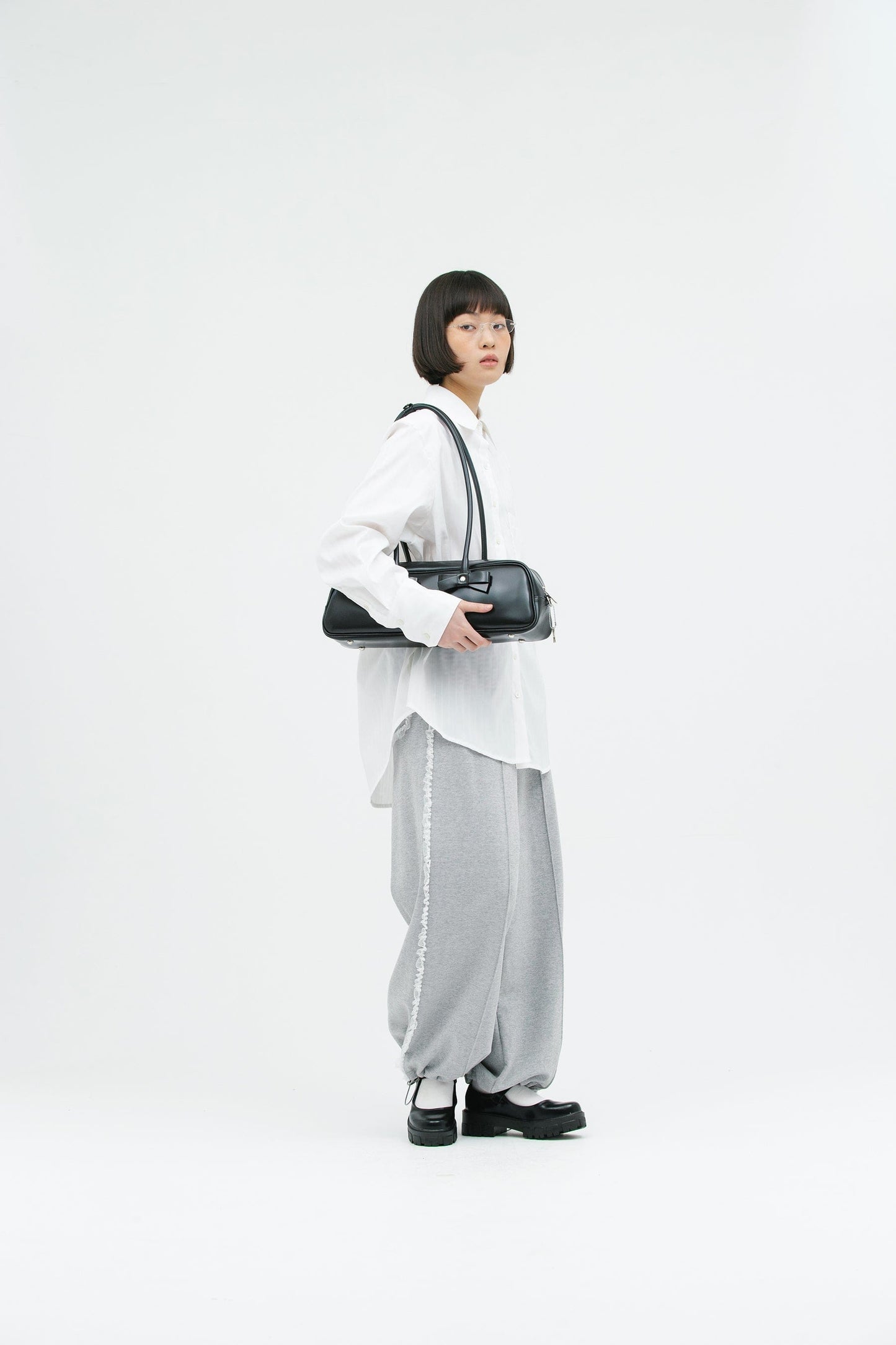 RIBBON BAGUETTE BAG BLACK-SAENGIN STUDIOS-APOC STORE