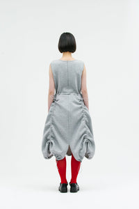 JERSEY SHIRRING DRESS GRAY-SAENGIN STUDIOS-APOC STORE