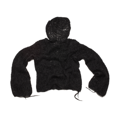 Black Knit Hoodie-VAISSEAU-APOC STORE