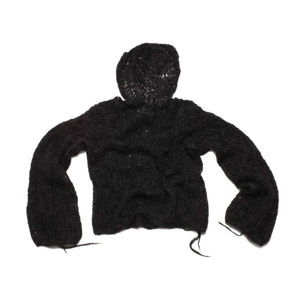 Black Knit Hoodie-VAISSEAU-APOC STORE