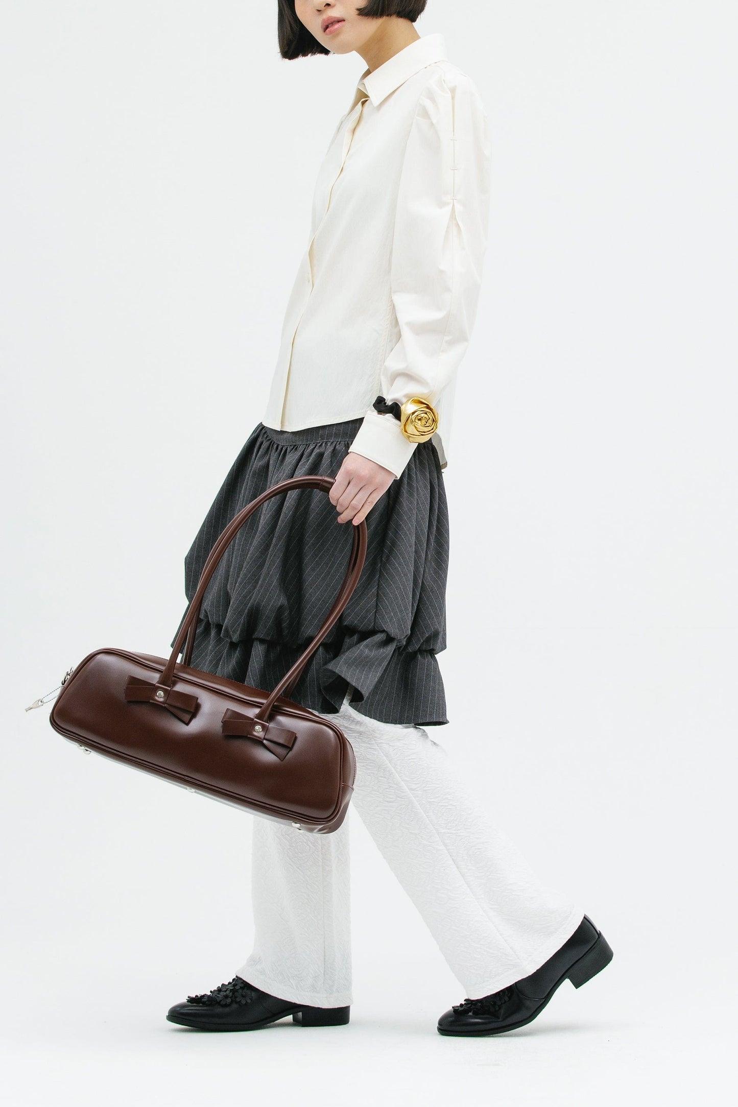 RIBBON BAGUETTE BAG BURGUNDY-SAENGIN STUDIOS-APOC STORE