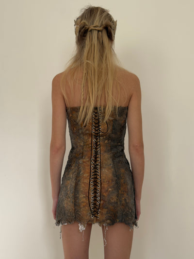 Hand-dyed Distressed Lace Latex Dress-Jaoka Jaokha-APOC STORE