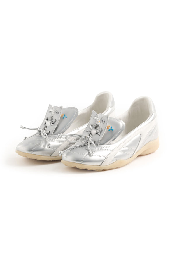 GO VACAY Tennis Ballerina Flats Silver-EMPTY BEHAVIOR-APOC STORE