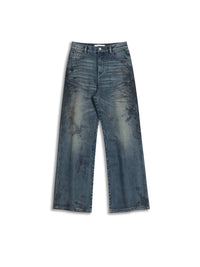 Distressed Dirty Printed Loose Jeans-TRINITE Studio-APOC STORE
