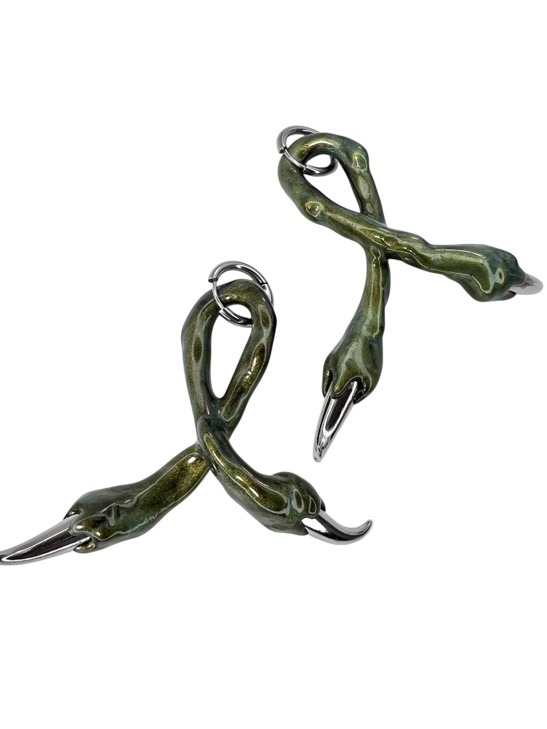 Green earrings with spikes-CASPER DIY-APOC STORE