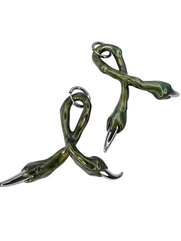 Green earrings with spikes-CASPER DIY-APOC STORE