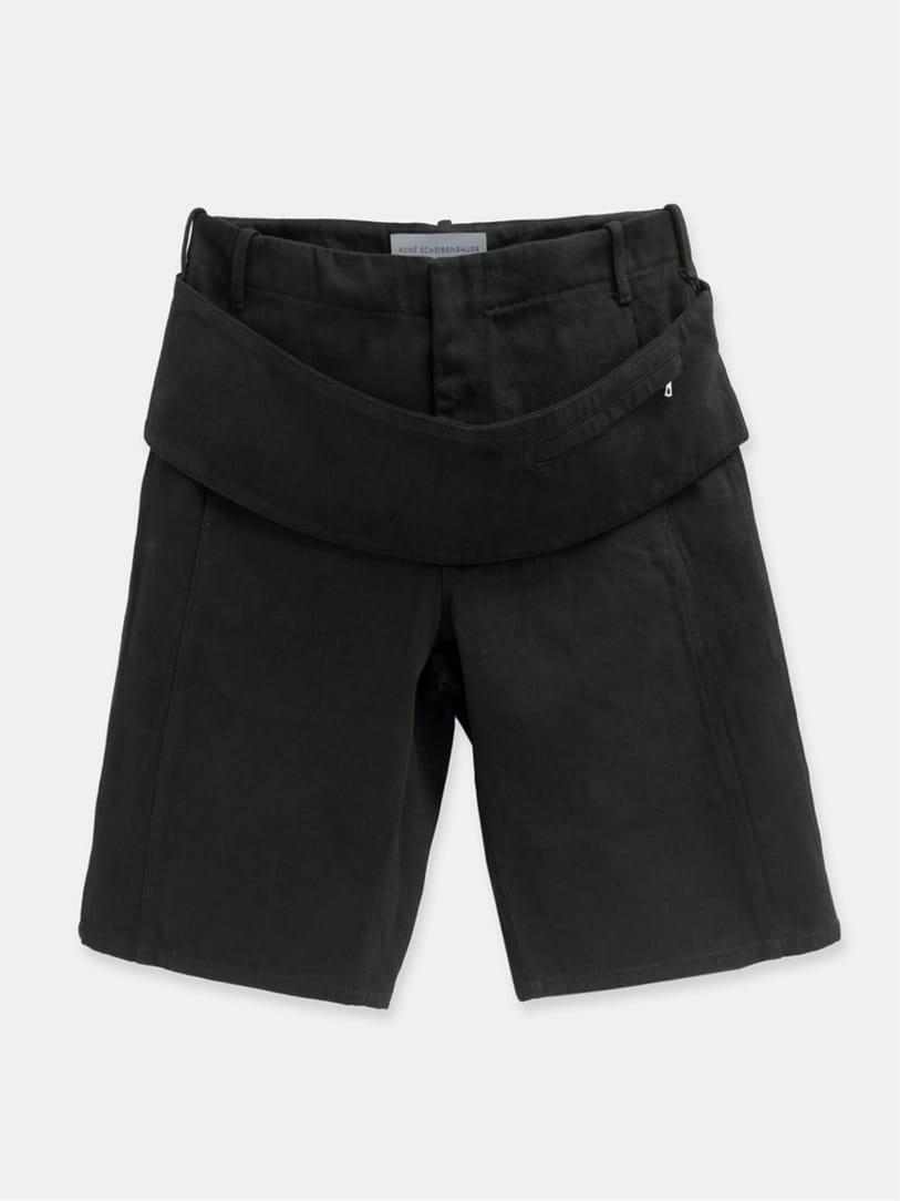 Sling Denim Shorts Black-René Scheibenbauer-APOC STORE