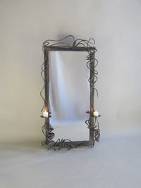 Forged Iron Freeform Mirror with Twin Sconces-Myakin-APOC STORE