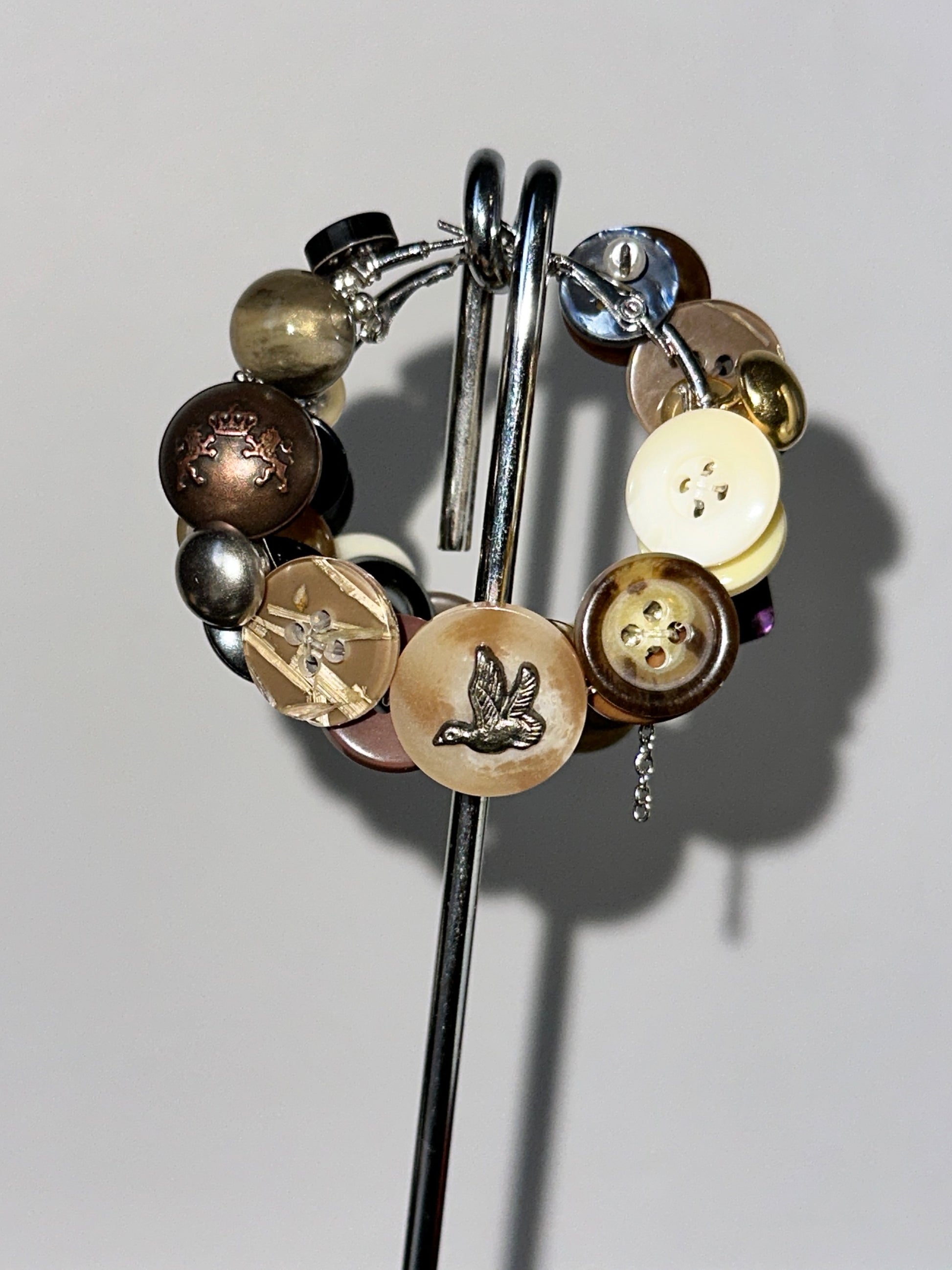 Brown button earrings-Alisa Cayoo-APOC STORE