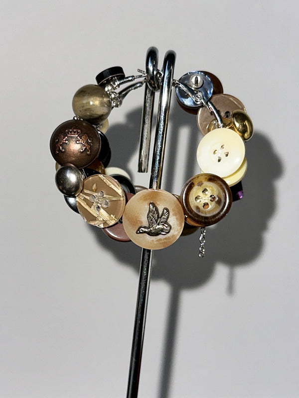 Brown button earrings-Alisa Cayoo-APOC STORE