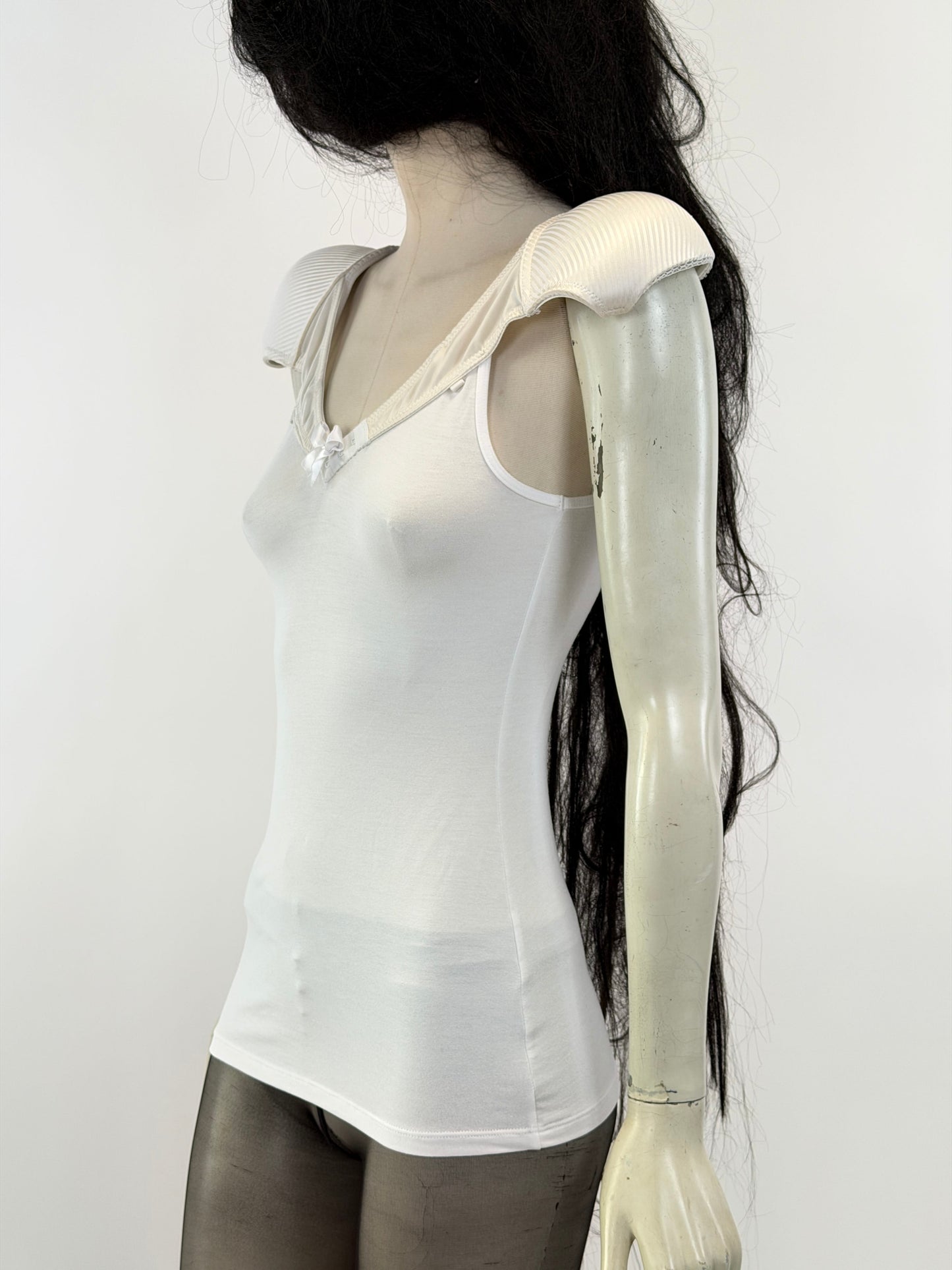 White Shoulderpad Bra Top-Lou de Bètoly-APOC STORE
