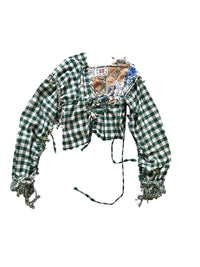 Check Blouse - Green-Polyhedron-APOC STORE