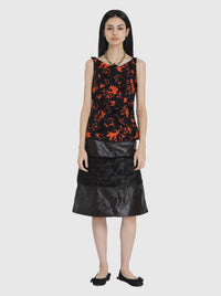 Fur and Leather Midi Skirt-Nensi Avetisian-APOC STORE