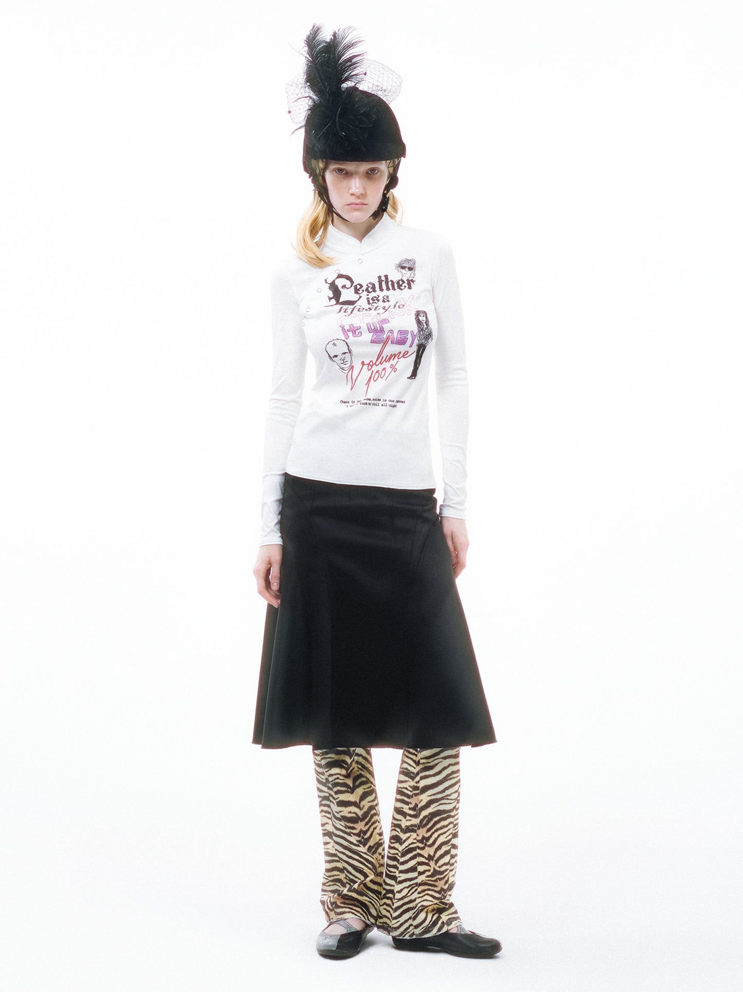 White Punk Printed Chinese Style Long Sleeve Top-TRINITE Studio-APOC STORE