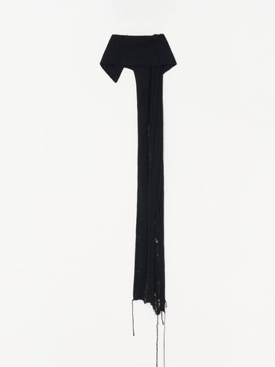 Button Work Cashmere Scarf 001 - Black-Taekh-APOC STORE